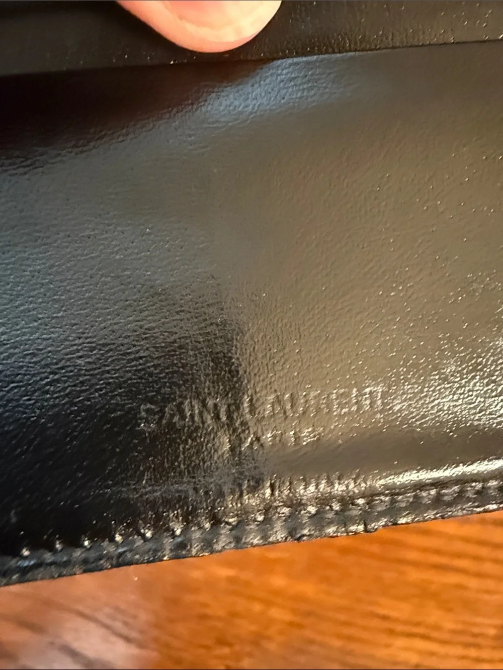 Yves Saint Laurent Black Leather Bifold wallet with Silver YSL Logo-